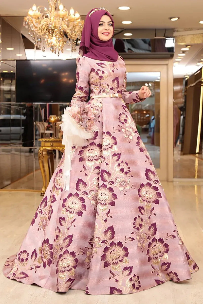 Pınar Şems Gaye Brokar Abiye Lila