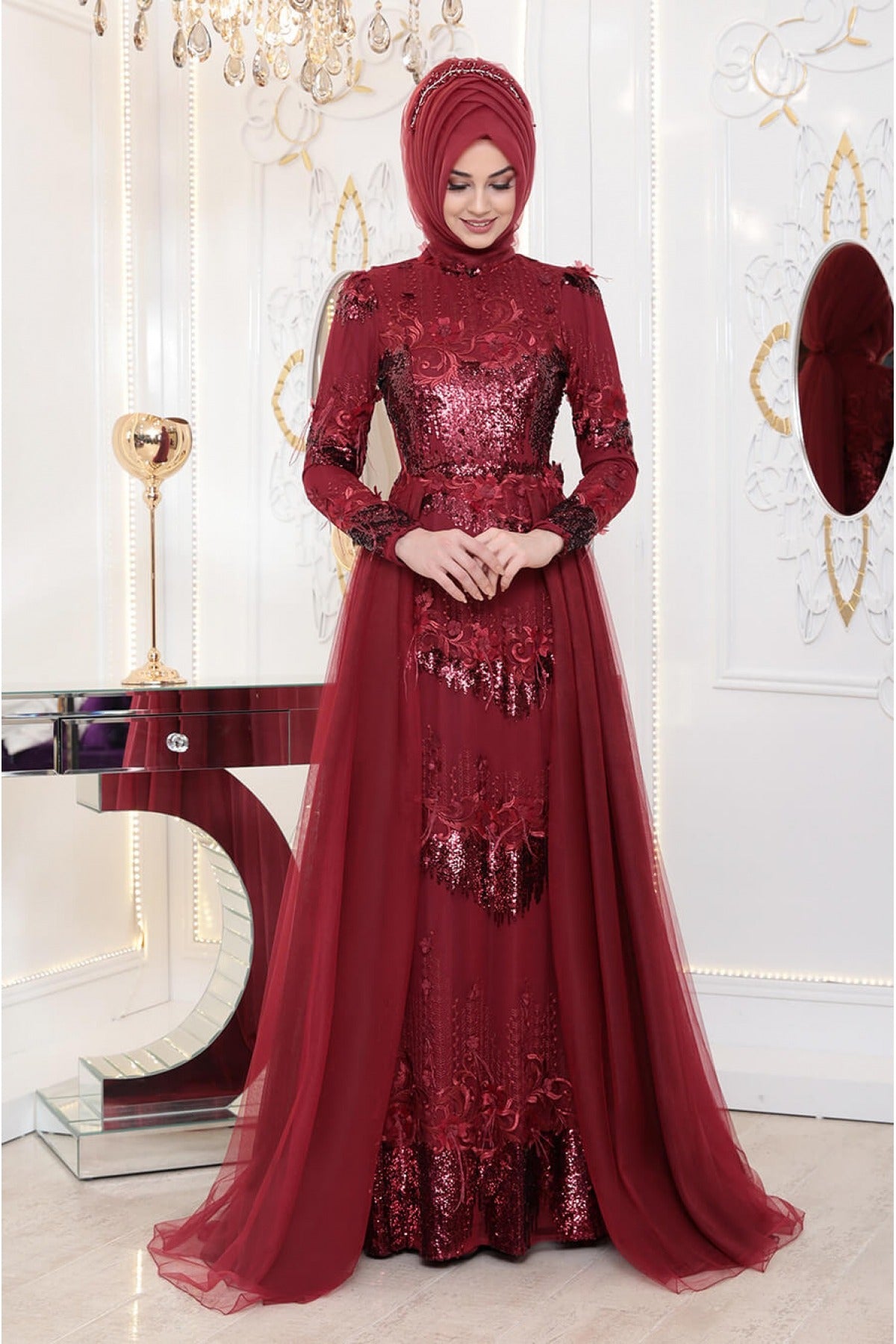 Pınar Şems Pırlanta Abiye Bordo